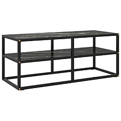 Maison Chic Meuble TV scandinave - Banc TV pour salon noir avec verre marbre noir 100x40x40 cm -MN86026