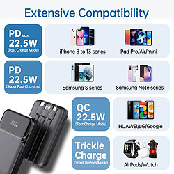 SANAG Power Bank 10000Mah Pd 22,5W Qc4.0 Charge Rapide Sorties Usb C Avec Câbles De Charge Rapide Intégrés Chargeur Portable Batterie Compatible Avec Iphone Samsung Google Pixel Lg (Noir)