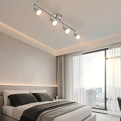 Avis NETTLIFE 4 Spots de plafond salon moderne GU10 pivotant à 330° lampe rotative en acier inoxydable pour chambre intérieur (sans ampoule)