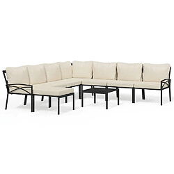 Maison Chic Salon de jardin 9 pcs + coussins - Mobilier/Meubles de jardin - Table et chaises d'extérieur sable acier -MN40648