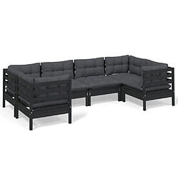 Maison Chic Salon de jardin 6 pcs + coussins - Mobilier/Meubles de jardin - Table et chaises d'extérieur Noir Bois de pin -MN44011