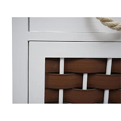 Mendler Commode HWC-K83, armoire à tiroirs, bois 55x39,5x28,5cm ~ blanc, poly rotin brun