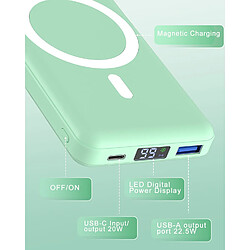 Acheter SANAG Batterie Externe Magnétique Sans Fil, 10000Mah Power Bank Batterie Mag-Safe Pd 22.5W Charge Rapide Avec Usb-C Affichage Led Chargeur Portable Pour Iphone 16/15/14/13/12/Mini/Plus/Pro/ -Vert