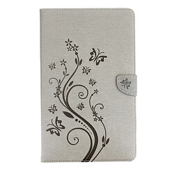 Wewoo Housse Étui gris pour Samsung Galaxy Tab A 10.1 fleurs pressées motif papillon bascule horizontale en cuir PU avec boucle magnétique et titulaire fentes cartes porte-monnaie