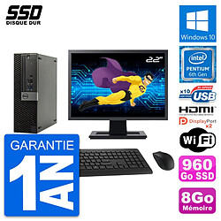 PC Dell OptiPlex 5040 SFF Ecran 22" G4400 RAM 8Go SSD 960Go HDMI Windows 10 Wifi - Occasion