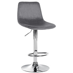 Decoshop26 Tabouret de bar x1 repose-pieds en métal confortable en forme d'arc assise en velours gris foncé 10_0004779