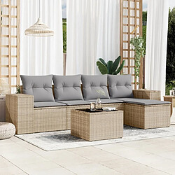 Maison Chic Salon de jardin avec coussins 6 pcs | Ensemble de Table et chaises | Mobilier d'Extérieur beige résine tressée -GKD50676