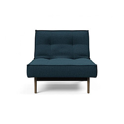 Inside 75 INNOVATION LIVING Fauteuil SPLITBACK EIK convertible lit 90*115 cm pieds chêne noyer tissu Argus Navy Blue