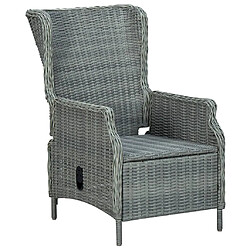 Acheter vidaXL Chaise inclinable de jardin tabouret Résine tressée Gris clair