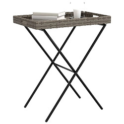 Avis vidaXL Table à plateau pliable gris 65x40x75 cm résine tressée