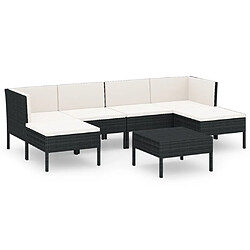 Maison Chic Salon de jardin 7 pcs + coussins - Mobilier/Meubles de jardin - Table et chaises d'extérieur Résine tressée Noir -MN72632