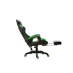 Avis Decoshop26 Fauteuil de bureau repose-pieds télescopique design sportif gamer en PVC noir / vert et plastique 10_0002508