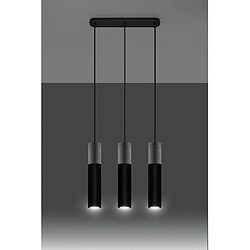 Avis Luminaire Center Suspension Borgio Acier,béton Gris noir 3 ampoules 90cm