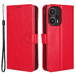 Htdmobiles Housse pour Xiaomi Poco F5 5G / Redmi Note 12 Turbo - etui coque pochette portefeuille + film ecran - ROUGE