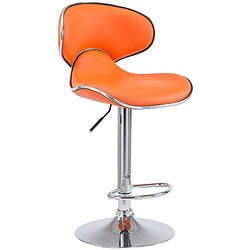 Decoshop26 Tabouret de bar chaise de bar hauteur réglable avec repose pieds en synthétique orange et métal 10_0000082