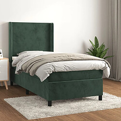 Maison Chic Lit adulte- Lit + matelas,Sommier à lattes de lit avec matelas Vert foncé 90x190 cm -GKD75477