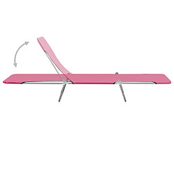 Helloshop26 Chaises longues pliables 2 pièces acier et tissu rose 02_0011937 pas cher