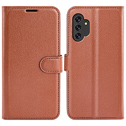 Etui en PU texture litchi marron pour votre Samsung Galaxy A13 4G