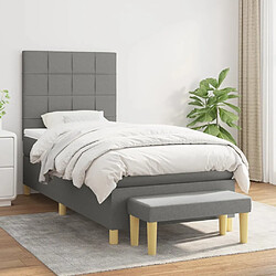 Maison Chic Lit Adulte - Lit simple Lit à sommier tapissier et matelas moelleux - Meuble de Chambre - Gris foncé 90x190 cm Tissu -MN55148