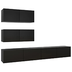 vidaXL Ensemble de meuble TV 4 pcs Noir Bois d'ingénierie