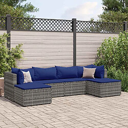 vidaXL Salon de jardin 6 pcs avec coussins Gris Résine tressée