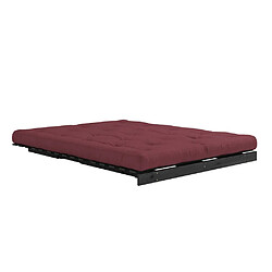 Inside 75 Canapé convertible futon ROOTS pin laqué noir matelas 160 x 200 cm coloris bordeaux pas cher