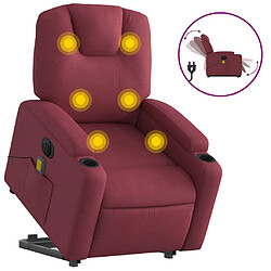 vidaXL Fauteuil inclinable de massage électrique Rouge bordeaux Tissu