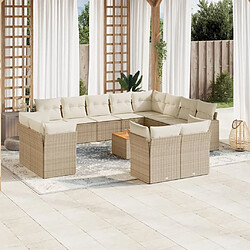 Maison Chic Salon de jardin avec coussins 13 pcs | Ensemble de Table et chaises | Mobilier d'Extérieur beige résine tressée -GKD60380