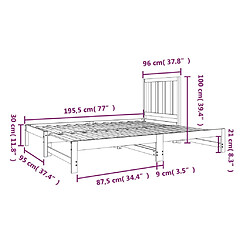 vidaXL Lit coulissant sans matelas 2x(90x190) cm pas cher