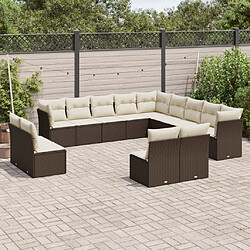 Maison Chic Salon de jardin avec coussins 13 pcs, Ensemble Tables et chaises de jardin, marron résine tressée -GKD845079