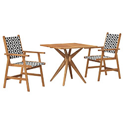 vidaXL Ensemble à manger de jardin 3 pcs Bois d'acacia solide