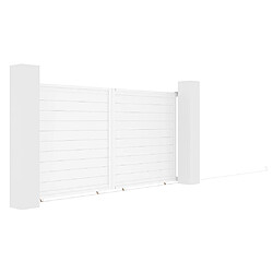 Acheter Vente-Unique Portail électrique coulissant aluminium plein L374 x H180 cm blanc - NAZARIO