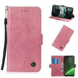 Wewoo Housse Coque Etui en cuir multifonctionnel avec rabat horizontal et fente pour carte Motorola G7 Play rose