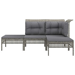 Avis Maison Chic Salon de jardin 4 pcs + coussins - Mobilier/Meubles de jardin - Table et chaises d'extérieur Gris Résine tressée -MN15839