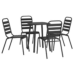 Avis Maison Chic Ensemble de salle à manger de jardin 5 pcs,Table et chaises d'extérieur anthracite acier -GKD152296