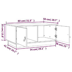 vidaXL Table basse Gris 80x50x35 cm Bois massif de pin pas cher