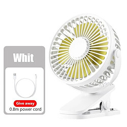 (Blanc) Mini Ventilateur de Refroidissement Clip de Bureau Portable Chargement USB Ventilateurs Cool 360 Degrés Muet à 3 vitesses avec Vent Fort pour l'Été de la Chambre à Coucher