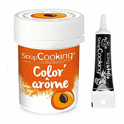 Scrapcooking Colorant alimentaire orange arôme abricot 10 g + Stylo glaçage noir