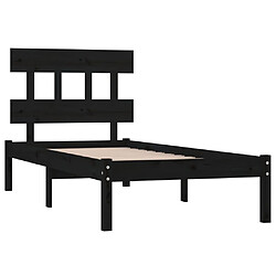 Avis vidaXL Cadre de lit sans matelas noir 75x190 cm bois massif