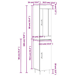 vidaXL Buffet haut Gris béton 34,5x34x180 cm Bois d'ingénierie pas cher