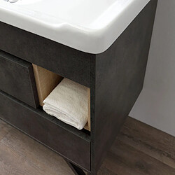 Kiamami Valentina MEUBLE DE SALLE DE BAIN SUR PIEDS 101CM AVEC LAVABO STYLE INDUSTRIEL MIROIR | VIENNA pas cher