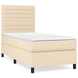 vidaXL Sommier à lattes de lit avec matelas Crème 90x200 cm Tissu