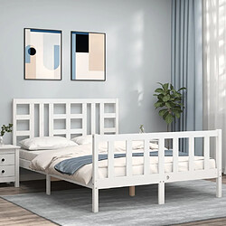 Maison Chic Cadre/structure de lit avec tête de lit pour adulte - Lit Moderne Chambre blanc King Size bois massif -MN97973