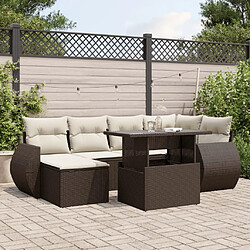 vidaXL Salon de jardin avec coussins 7 pcs marron résine tressée