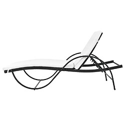 Acheter Helloshop26 Lot de 2 transats chaise longue bain de soleil lit de jardin terrasse meuble d'extérieur avec table résine tressée noir 02_0012132