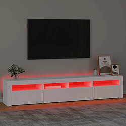 Maison Chic Meubles TV avec lumières LED - Banc TV pour salon Blanc 210x35x40 cm -MN46114 pas cher