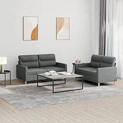 Maison Chic Ensemble de canapés 2 pcs avec coussins, Canapé droit Sofa pour Salon Gris foncé Tissu -GKD140592