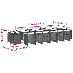 Acheter vidaXL Ensemble à manger de jardin et coussins 17 pcs mélange beige