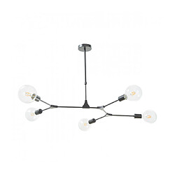 Luminaire Center Suspension Euphemia Noir satiné 5 ampoules 36cm