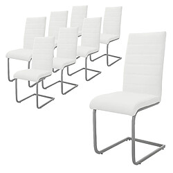 ML-Design Lot de 8 chaise de salle à manger à piétement haut dossier blanc en simili/métal